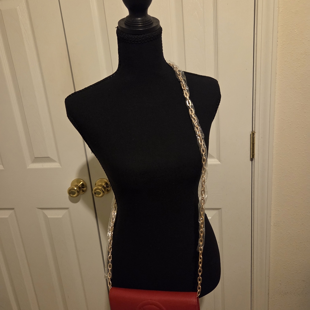 Valentino Red Crossbody Bag with Gold Chain